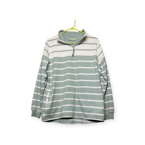 Women’s NWOT WoolOvers horizontal striped, organic cotton half zip, size medium